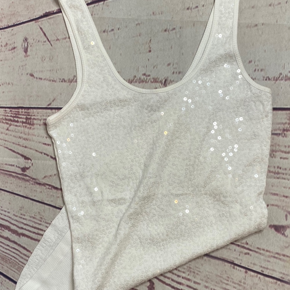 Sequin White tank top- Express